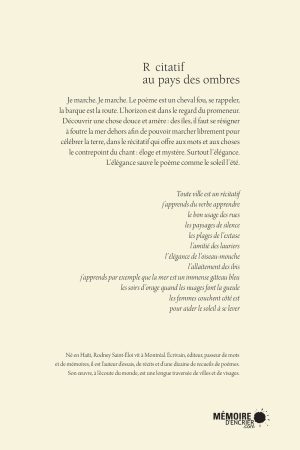 Récitatif au pays des ombres - Couverture arrière