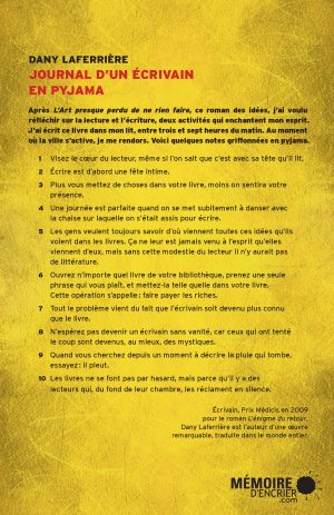 Journal d'un écrivain en pyjama - Couverture arrière
