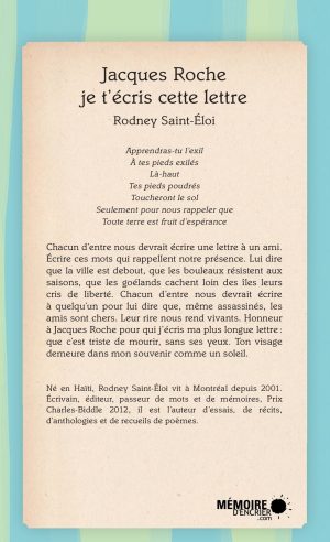 Jacques Roche je t'écris cette lettre - Couverture arrière