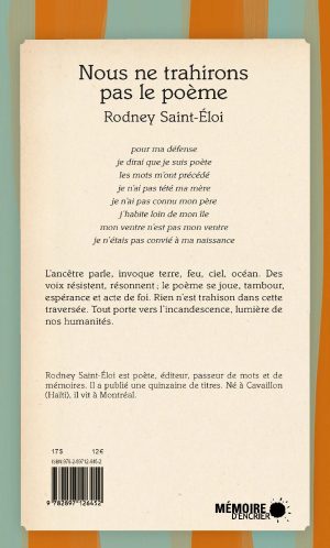 Nous ne trahirons pas le poème - Couverture arrière
