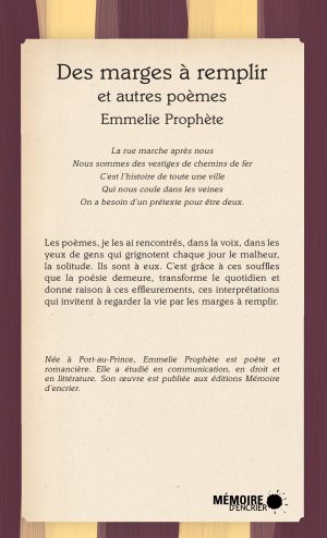 Des marges à remplir et autres poèmes - Couverture arrière