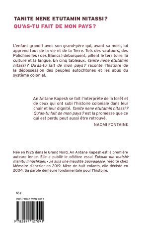 Qu'as-tu fait de mon pays? Tanite nene etutamin nitassi? - Couverture arrière